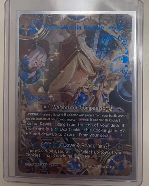 Syviall's tweet photo. I can't freaken believe that I managed to pull the PV EXR on stream-
Words can not describe how beautiful this card is in person...
#braverse #cookierun https://t.co/wAtF4ii7kg