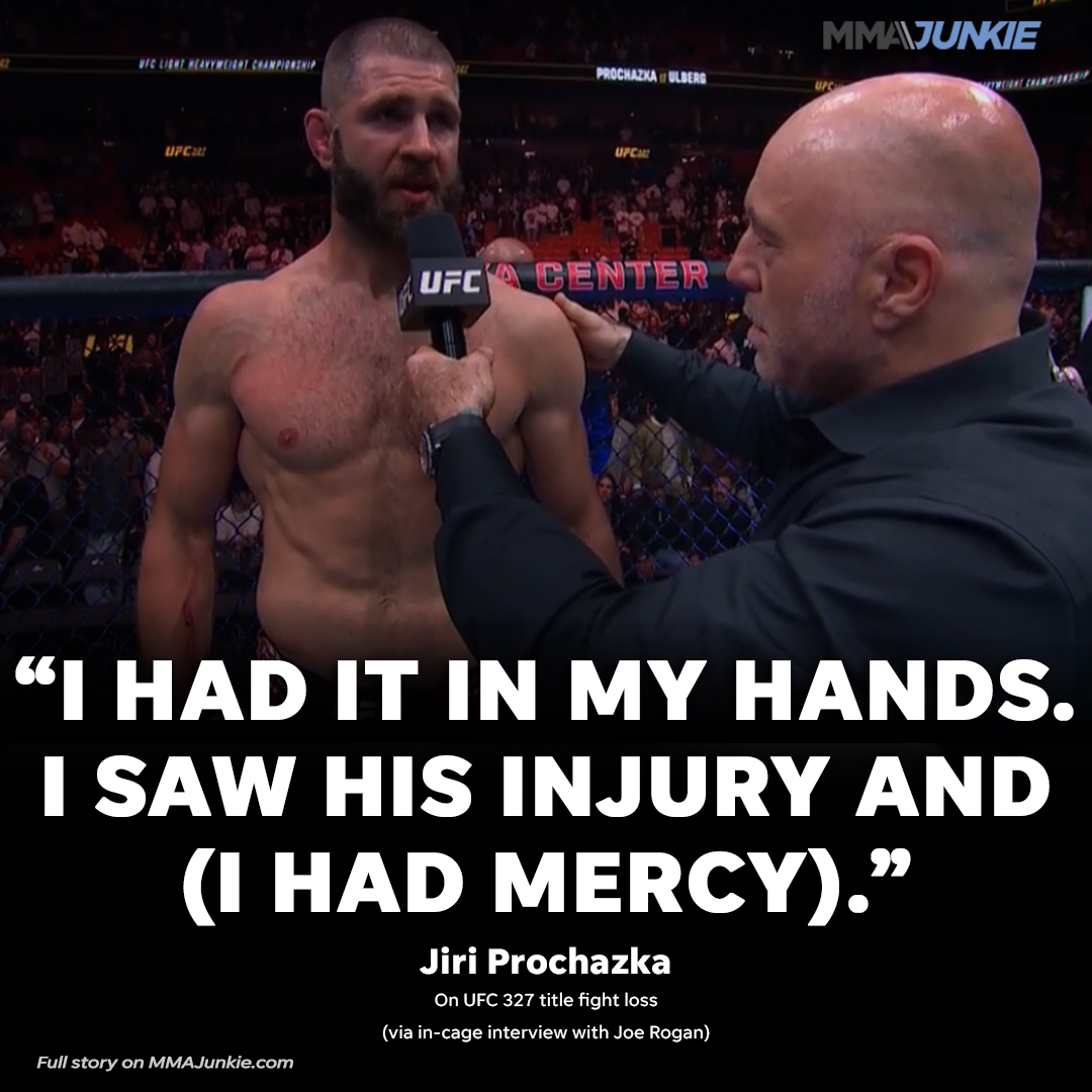 MMAJunkie's tweet image. Jiri Prochazka says showed mercy on Carlos Ulberg and it led to his demise 😢 #UFC327