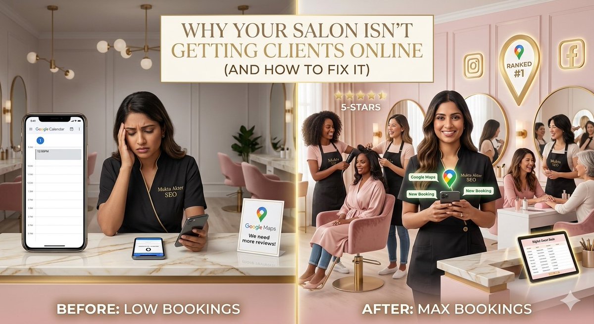 Muktaak62859256's tweet photo. Most beauty salons don’t have a marketing problem.
They have a structure problem.
You can post daily, run ads, and still not rank on Google Maps.
Why?
Because your content, services, and location signals aren’t connected.
#LocalSEO #ContentStrategy #ProgrammaticSEO #GoogleMaps https://t.co/eoIuUKn656
