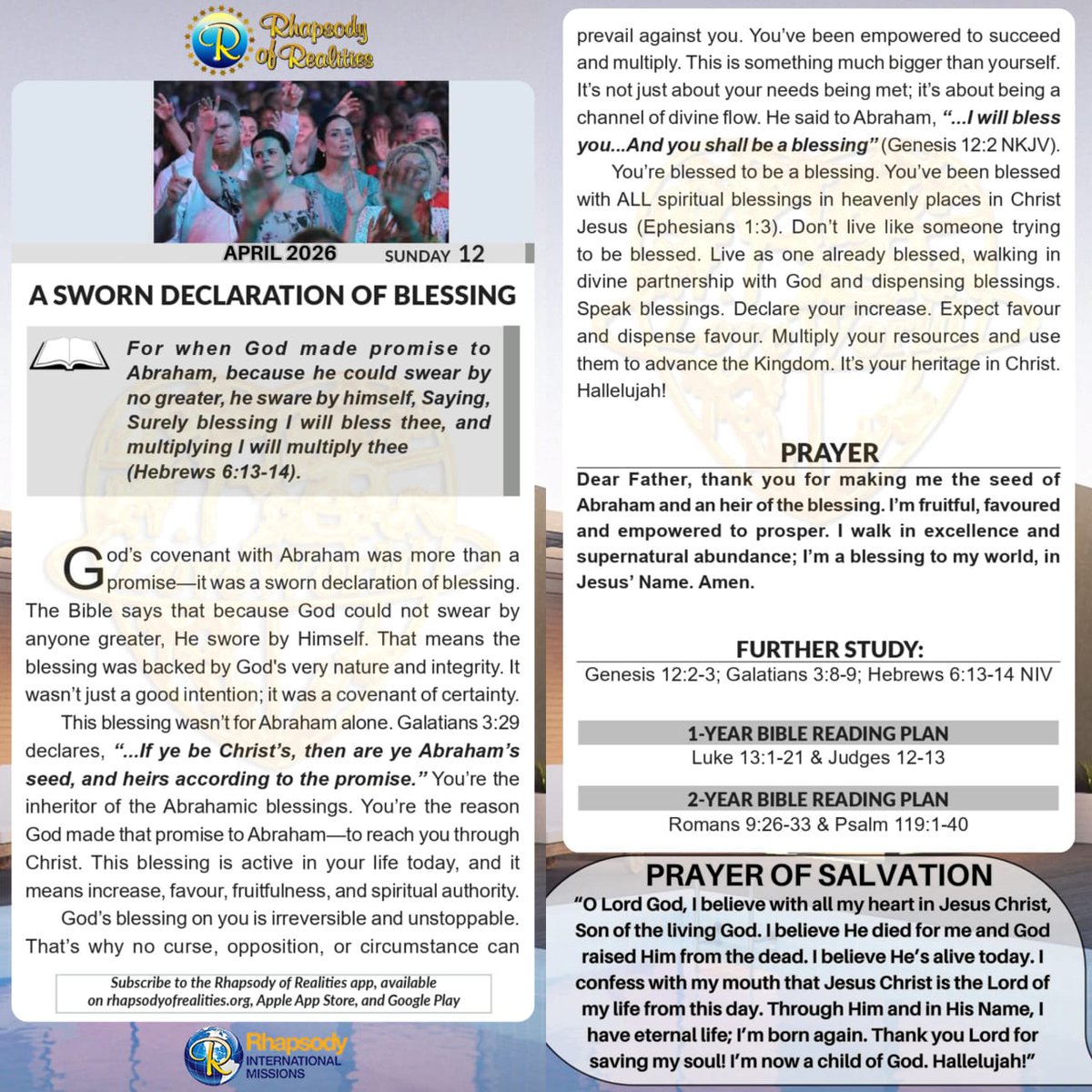 RhapsodyDaily's tweet photo. God’s blessing on you is irreversible and unstoppable. No curse, opposition, or circumstance can prevail against you. You’ve been empowered to succeed and multiply.

Speak blessings. Declare your increase. Expect favour and dispense favour. #BlessedAndABlessing https://t.co/MX8PbWfY3Q