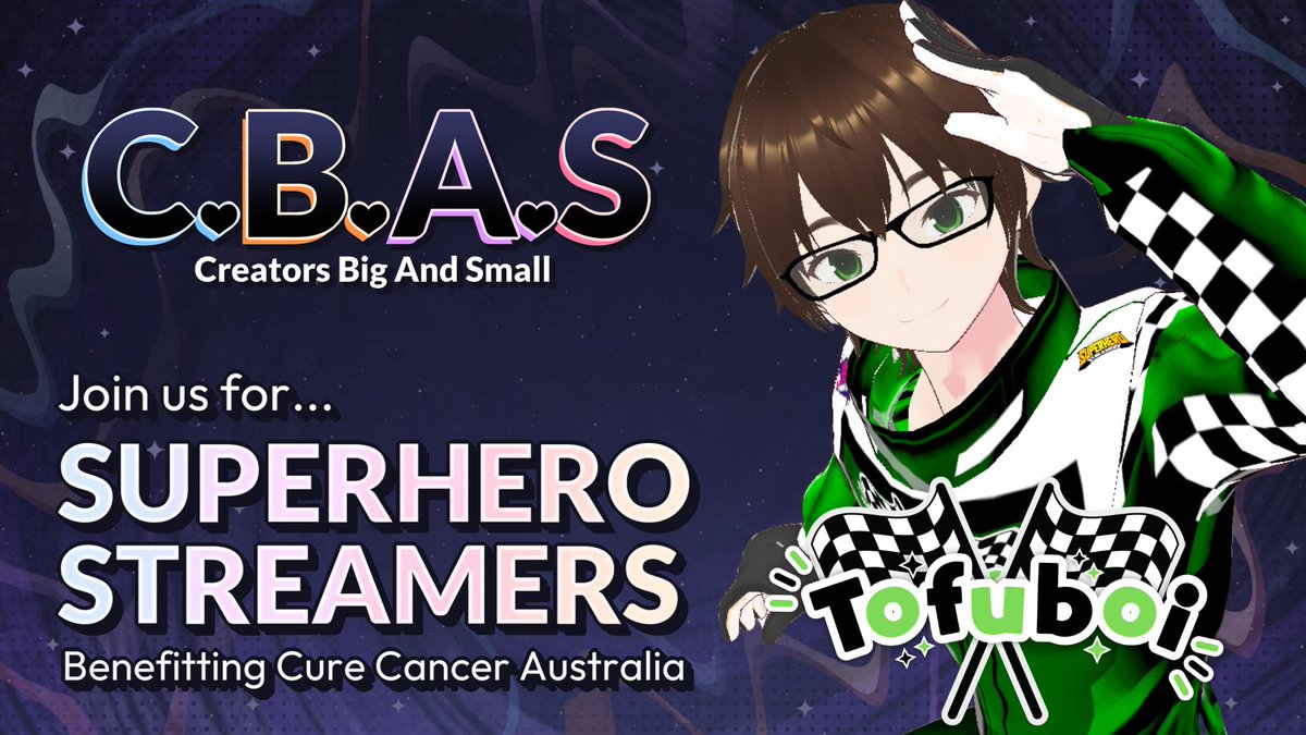 Announcing my Charity Stream campaign for <a href="/GameOn_Cancer/">Game On Cancer® 🔜 #SS26</a>'s Superhero Streamers 2026 under the <a href="/CreatorsBAS/">C.B.A.S 💙🧡💜🩷</a> banner!

12 Hours
Shenanigans
Collabs
Sour Candys
...and more!

May 9th 2026 12:00PM AEST!

Over on Twitch!