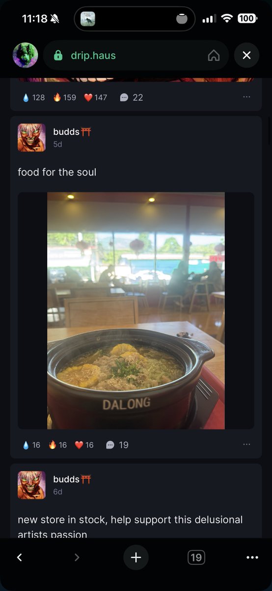 HeyItsBudds's tweet photo. is @drip_haus dead? 

littered with bots spamming comments that make no sense to the original post. 

i get hundreds of likes on post, but maybe 1 or 2 collectible purchases in conversion. 

are there still consumers or just creators trying to increase their creator ranking https://t.co/xCDhw4iAp4