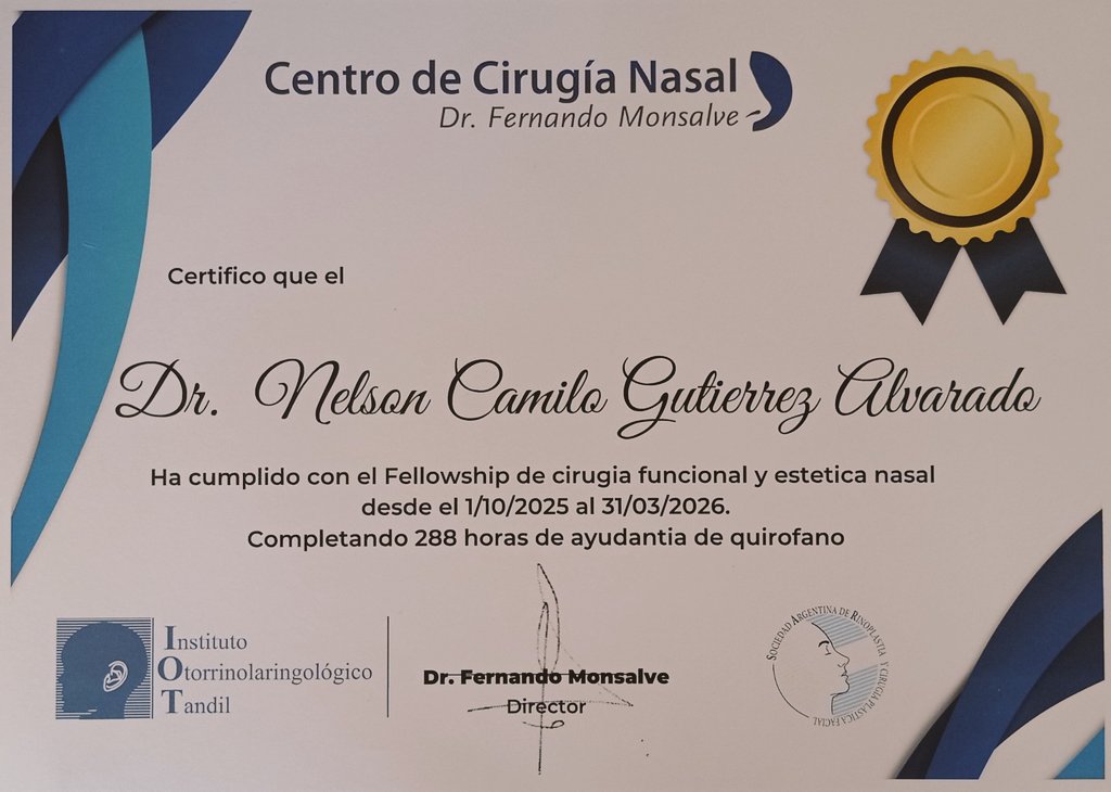 NKmiloGA's tweet photo. @nkmiloga 
Un logro más, Fellowship en cirugía funcional y estetica nasal https://t.co/i3xoGDpoyo