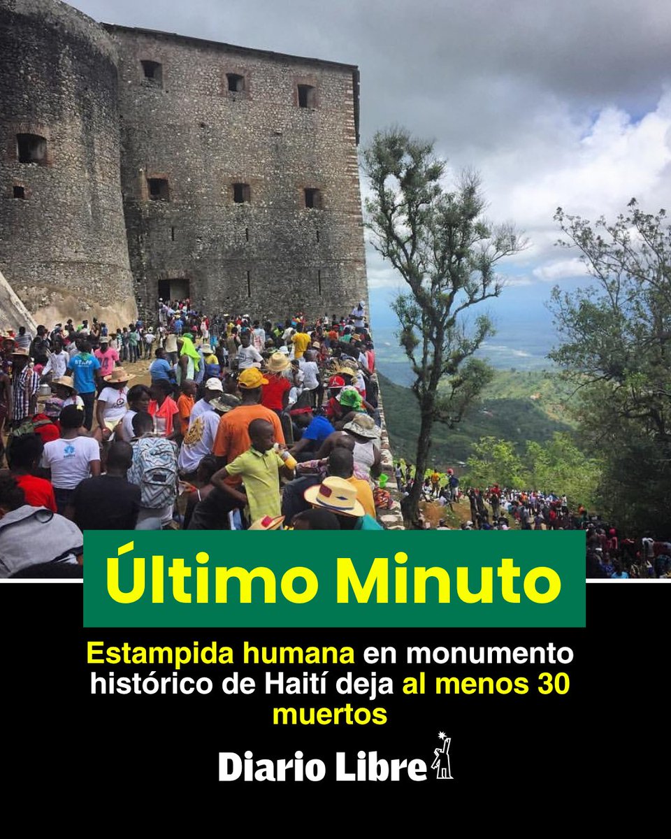DiarioLibre's tweet photo. 🌎 |#PlanetaDL| Al menos 30 personas murieron en monumento histórico ubicado al norte de Haití
🔗https://t.co/cXGSFD9wY7

#DiarioLibre #Haití #Estampida https://t.co/nr9kWrQAwb