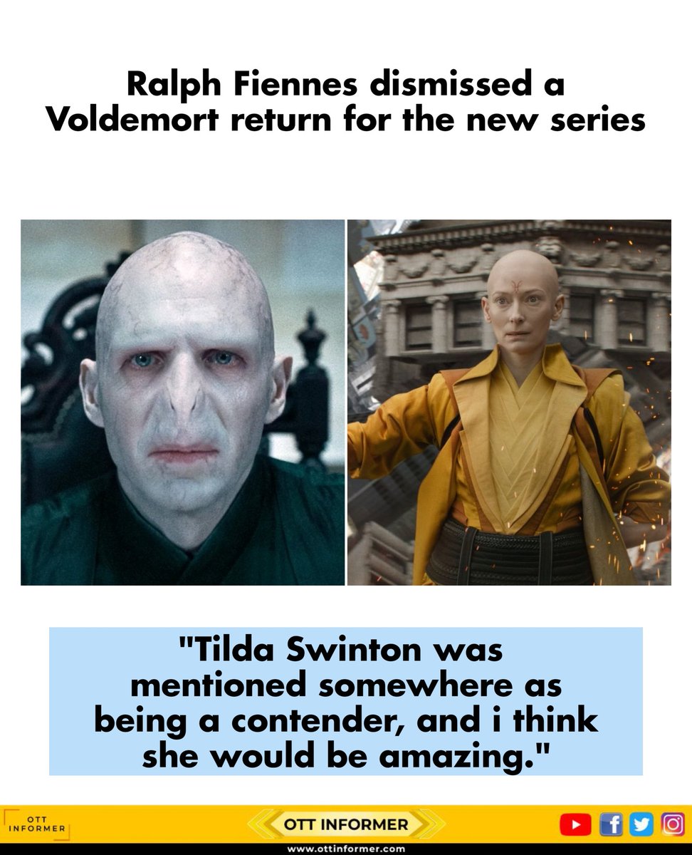OTTInformer's tweet image. What do you think about her being Voldemort?

#HarryPotter #ralphfiennes #tildaswinton #HBO #hbomax