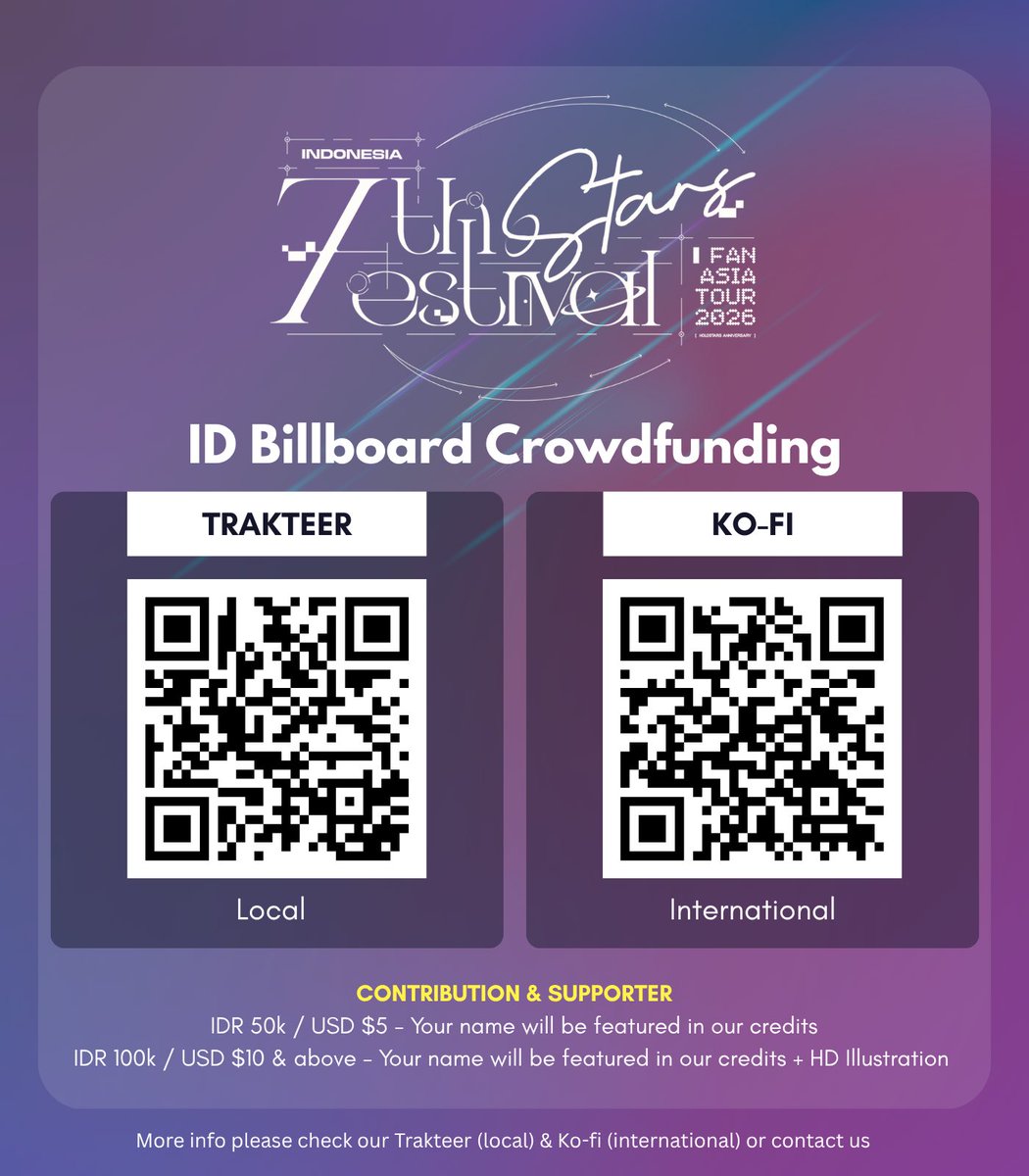 We’re opening crowdfunding to support Holostars advertisement billboard at Outdoor Kendal LED, Sudirman, Jakarta!

We'd love you to be part of this project🌟

Trakteer : trakteer.id/StarlightIDGif…
Ko-fi : ko-fi.com/stars7annivid

#7thStarsFestival #SEAStarsProject #StarsAnnivID2026
