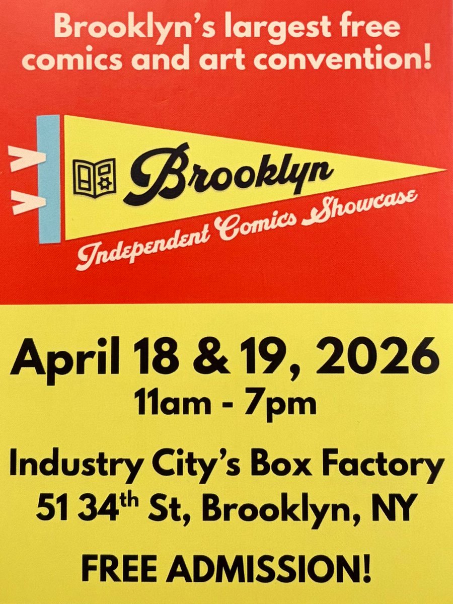 StMarksComicsNY's tweet image. Hundreds of creators! 
Tons of Indie books!
And FREE admission! 
Don’t miss out!

#stmarkscomics #industrycity #shoplocal #smallbusiness #brooklyn #nyc #thingstodoinnyc #comics #bics #brooklynindependentcomicsshowcase #indie #indiecomics #event #comicevent #illustration