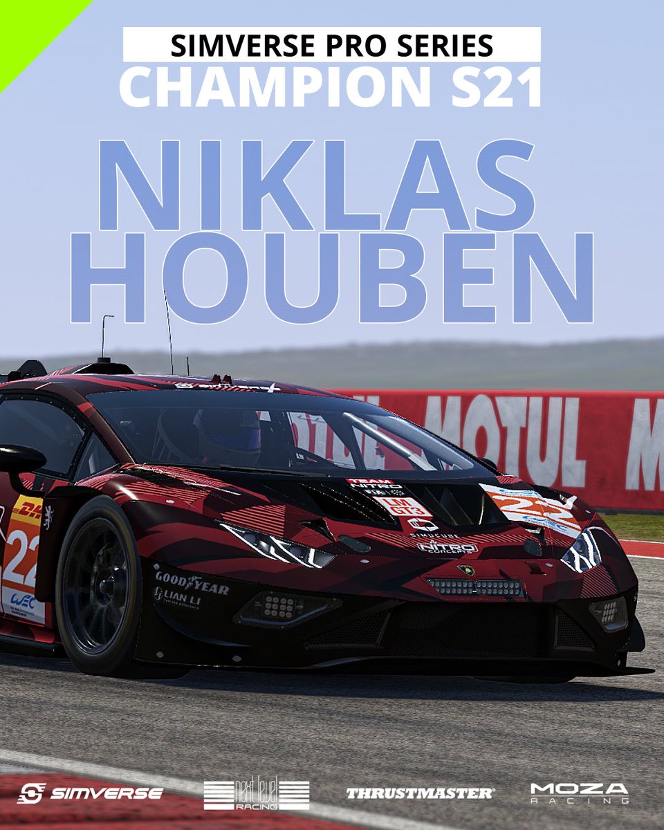 LFMotorsport's tweet image. Niklas Houben is the GT3 Champion of @SimVerseShop  Pro Series Season 21!
David Naskidashvili and Clemens Keintzel secured P2 and P3 for Fischerracing . Congratulations!

#lowfuelmotorsport #championship #lmu #winnerwinner