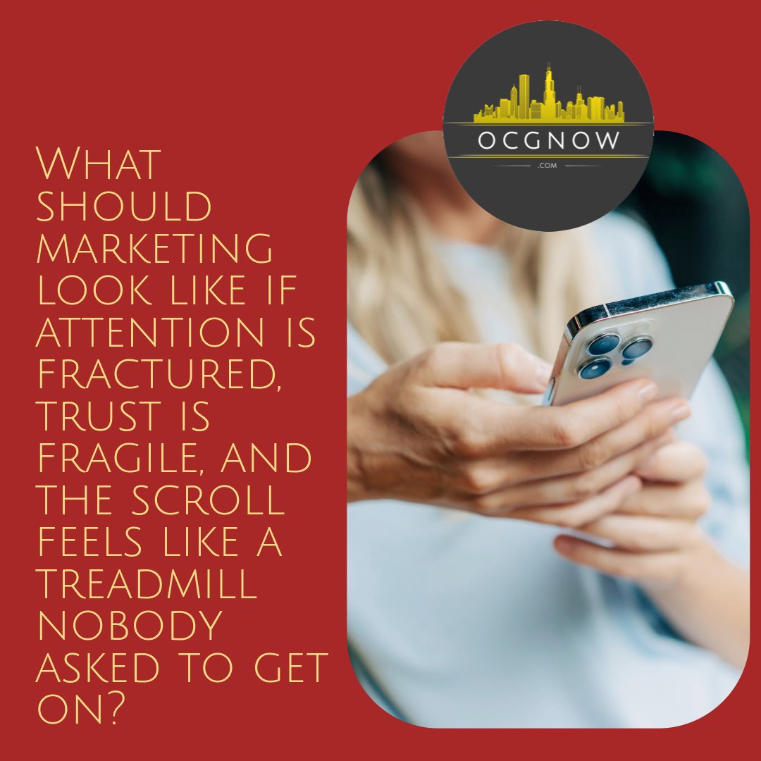 OCGNow's tweet photo. Ad fatigue is real. People are tuning out, blocking noise, and protecting their attention like never before. If digital overload is pushing audiences away, how should #marketing adapt? It’s time to rethink how we connect in a world where trust is fragile &amp; scrolling never stops. https://t.co/wamX3Boaky