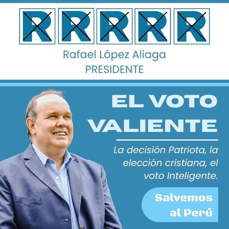 Nadie se debe confiar, mañana todos a las urnas por que se necesita hasta el último voto para Rafael López Aliaga. Mañana a marcar las 5 R
<a href="/rlopezaliaga1/">Rafael López Aliaga</a>