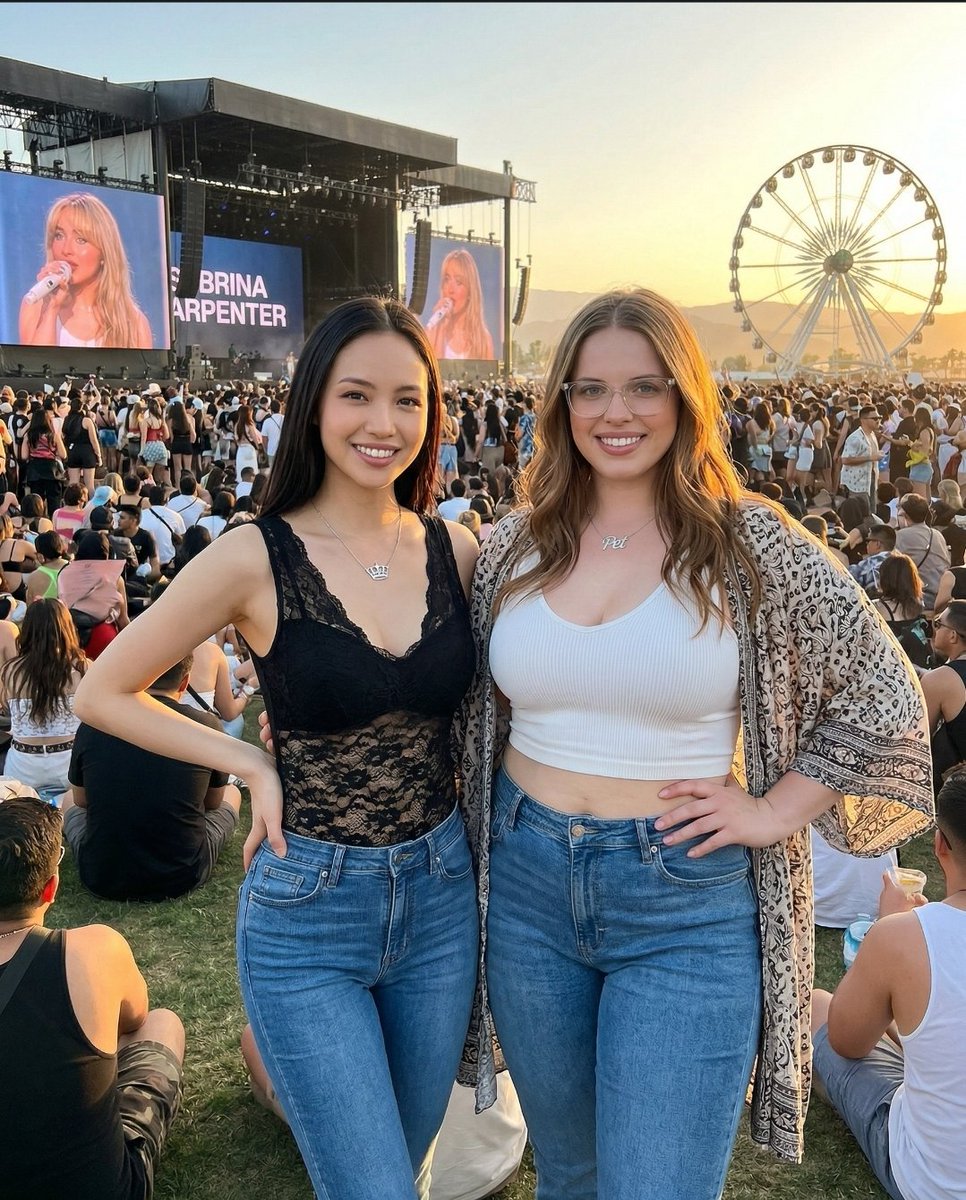 hello_kitling's tweet photo. It's so fun listening to @SabrinaAnnLynn  at @coachella and the best thing is, I'm going with my love @dani_thegirl_2 YAY! 🥰🥰 https://t.co/7dJtgeZ7f4