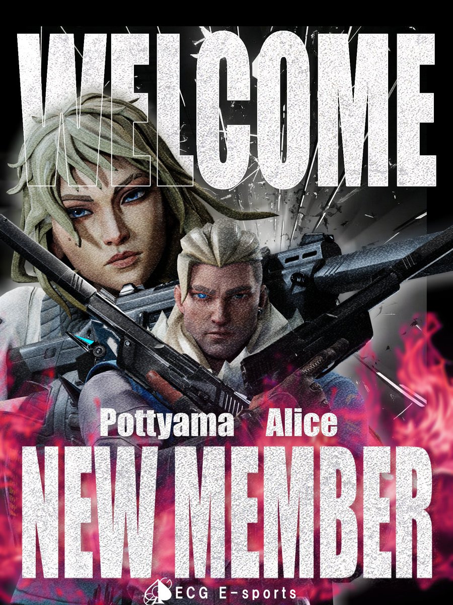 ECSsecond's tweet photo. 【🔥ECG♤MEMBER UPDATE🔥】

この度、ECG Valorant部門に
　Pottyama(@pottyama1215)
　Alice(@Raf_bny9)
が加入することを報告致します。

今後ともECGの応援、よろしくお願い致します。
#花咲けECG #Valorant https://t.co/HazLIHzj8I
