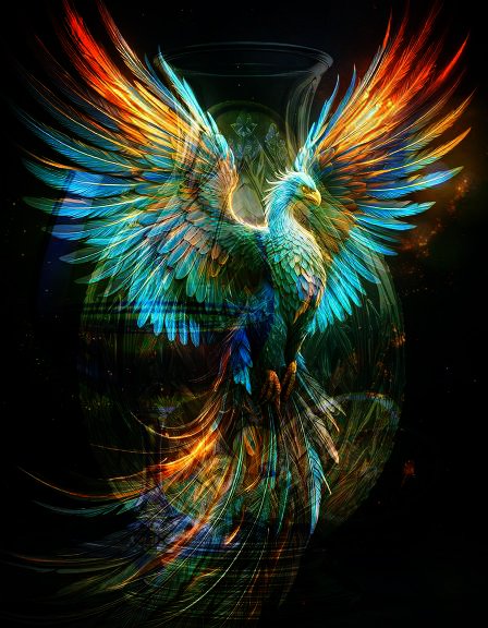 sanrotasu0216's tweet image. Crystal and Phoenix  Pha lê và Phượng hoàng 
#AI #PS #Adobe