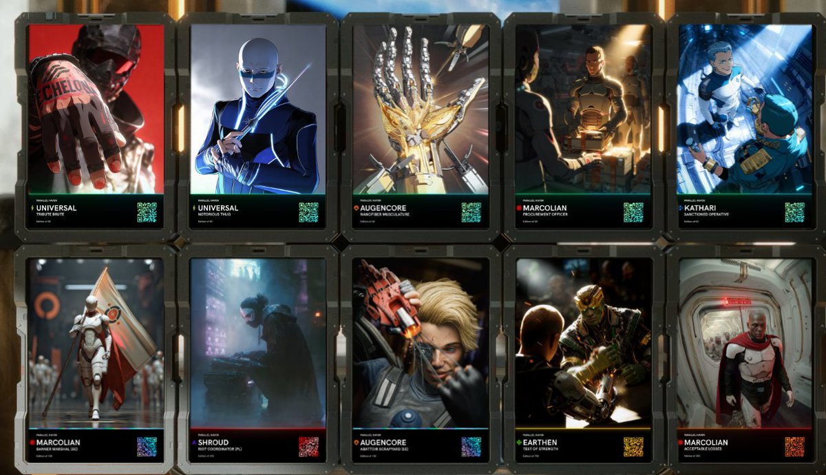 samiralamari's tweet photo. @ParallelTCG @opensea 5 packs, first 4 no PVs but last one had 5. A first for me, ever. https://t.co/k99Bk6b3mz