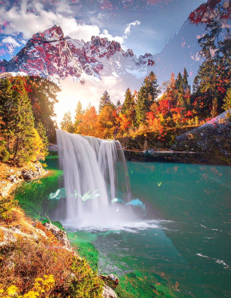 sanrotasu0216's tweet image. Emerald Falls　Thác Emerald　#AI  #PS  #Adobe