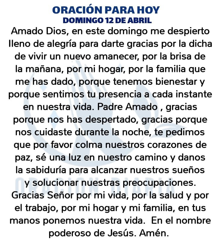 oracion_diaria's tweet photo. Oración Diaria para hoy Domingo 12 de Abril de 2026 https://t.co/gTplu7rExb