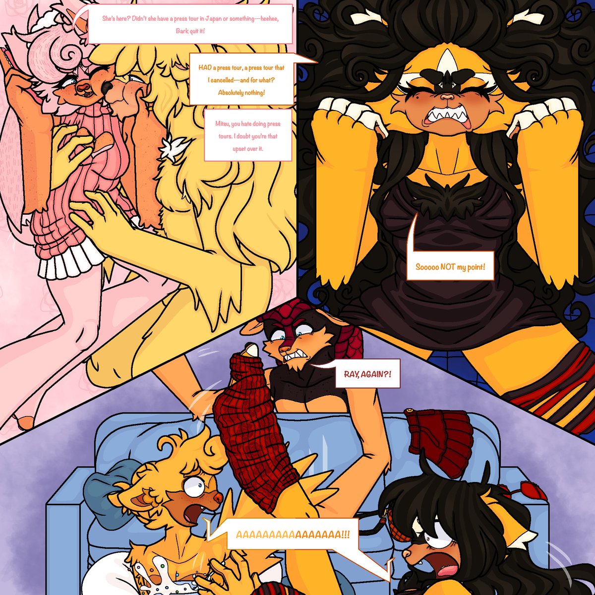 Meow_Im_Eepy's tweet photo. Uhh part 1 of “why I think Honey and Gemerl would make a cute couple (and an excuse to stick in my world building)” so yayyy 1/? Tomorrow ill drop more info on their backgrounds in my au #amyrose #barkthepolarbear #honeythecat #mightythearmadillo. #raytheflyingsquirrel #barkamy https://t.co/zrm2X1VR2R