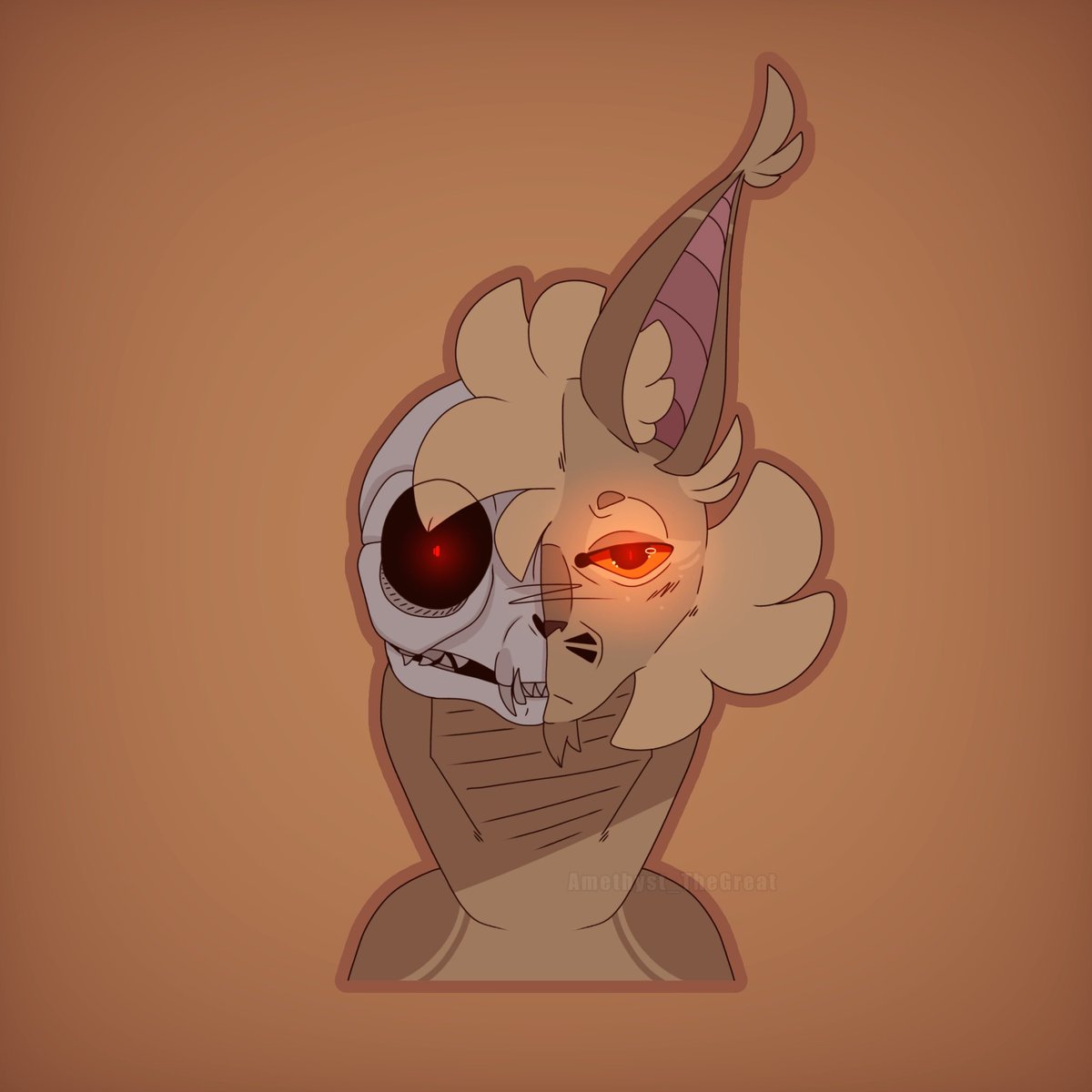 AmethystTheGoat's tweet image. Here’s a head-bust of my OC, SkullFang I finished recently!

#feline #skullfang #originalcharacter #oc #headbust