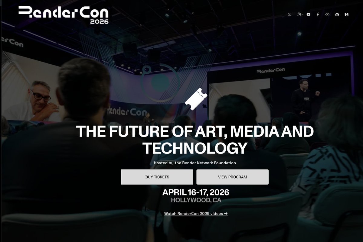 Gonna be exciting to see what's revealed about $RENDER at RenderCon this year.

We're seeing the continued rise of AI with agents

And Render's GPU network fits right into that

Confirmed speakers from

• Blender
• Marvel &amp; DC
• Paramount
• Kling AI
• NVIDIA

The AI hype is