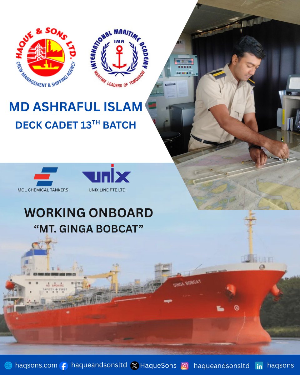 HaqueSons's tweet photo. We are proud of their progress and wish them continued success and safe voyages.

#HaqueAndSons #HSL #Haqsons #Seafarers #CadetLife #MerchantNavy #MaritimeCareer #mariner #BangladeshMaritime #MarineCadets #Sailing #MaritimeExcellence #marinecadet #marineengineer #BMTI #IMA #BMA https://t.co/FjacGkcg9c