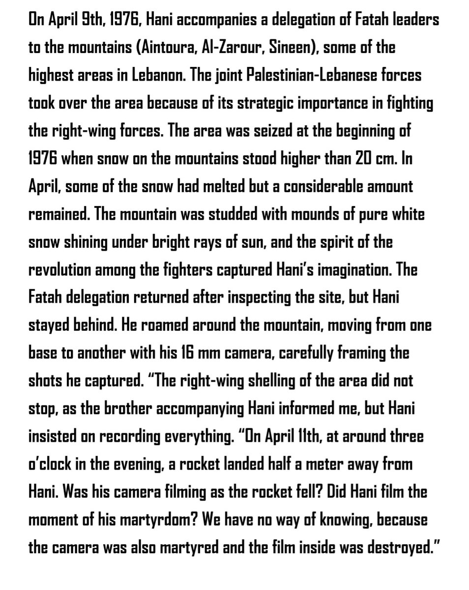 —mustafa abu ali from the article 'The Martyr of Palestinian Cinema' published in the Palestinian Image magazine, 1st Issue, November, 1978.