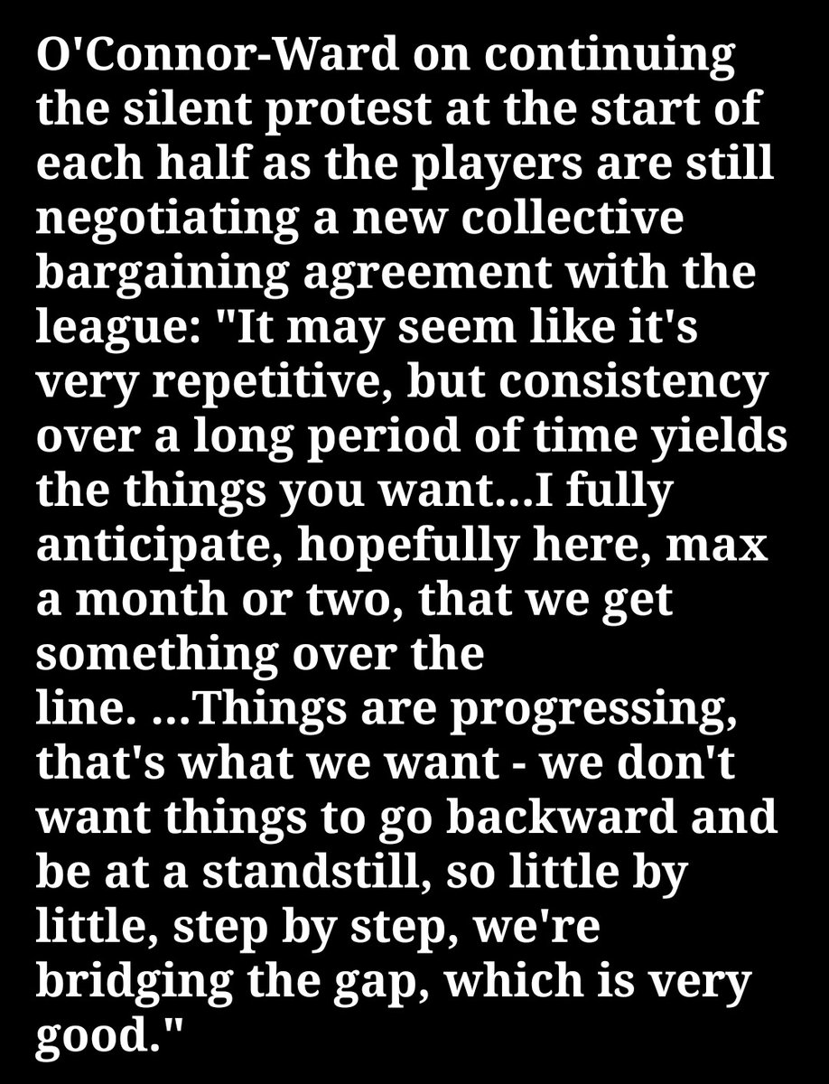 checkjfooty's tweet image. Since I know some people are starting to question the effectiveness of players gathering around the center circle at the start of each half to #StandUpForStandards, here's what USLPA VP Akeem O'Connor-Ward had to say tonight...progress, hopefully a month or two 👍