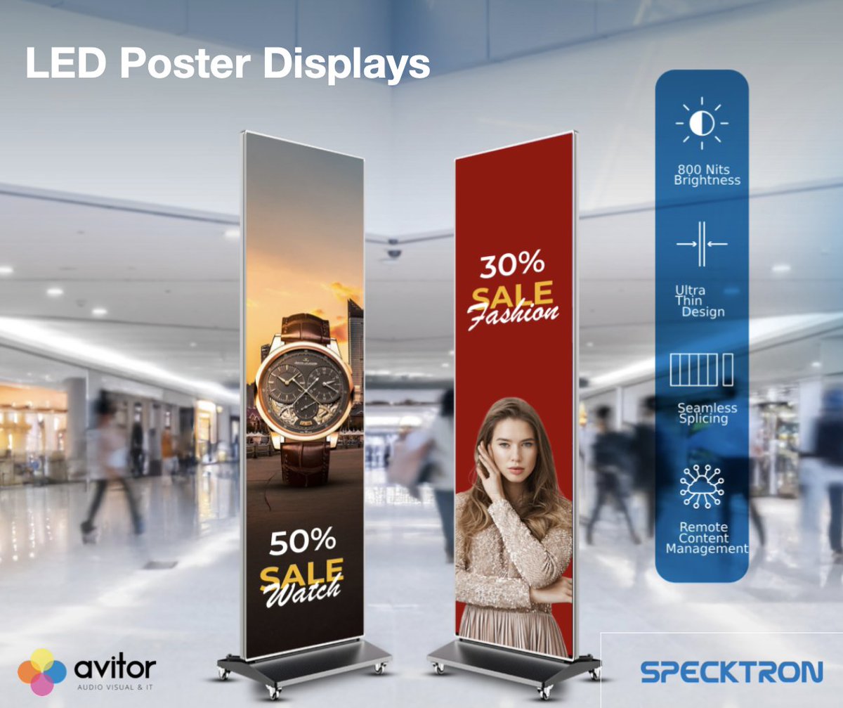 Avitor_ie's tweet image. @Specktron_AV LED Poster Displays

The XVP-83P18 is an intelligent, commercial-grade LED poster display that combines cutting-edge fine-pitch LED technology with the versatility of the Android operating system

Contact Avitor: 
sales@avitor.ie or 01 9121330.

#LED #DIGITALPOSTERS