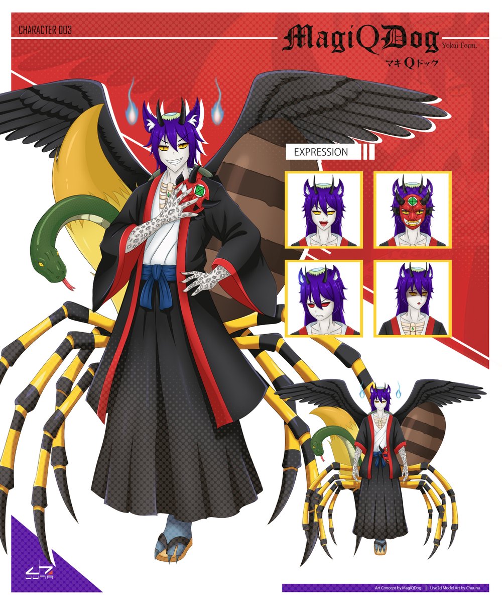 The Yokai Form!

Here is the new Model, the Yokai Form. The Concept and Designs by me and the Model and Rigging by <a href="/Chuunakun/">Chuuna | Comms Open ~</a>. Chuunakun also made this incredible character sheet! Go check out <a href="/Chuunakun/">Chuuna | Comms Open ~</a>!

#Vtuber #VtuberEn #ENVtuber #Streamer #characterdesign