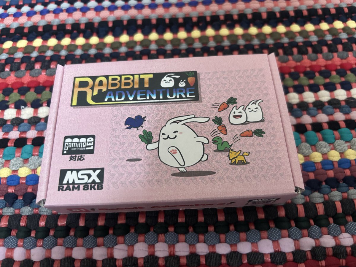 spiketosh's tweet image. 朗報：やっと購入できたMSX「Rabbit Adventure 」最高😆👍 最初操作感覚に少し難しさを感じますが、それがまた良い刺激になりサクサク人参集められた時の気持ち良さと4面事のボス戦のドキドキ感が楽しすぎます🎵 少ない容量にギュッとレトロゲームの良さが詰まった素晴らしい作品😊　#MSX @thara1129