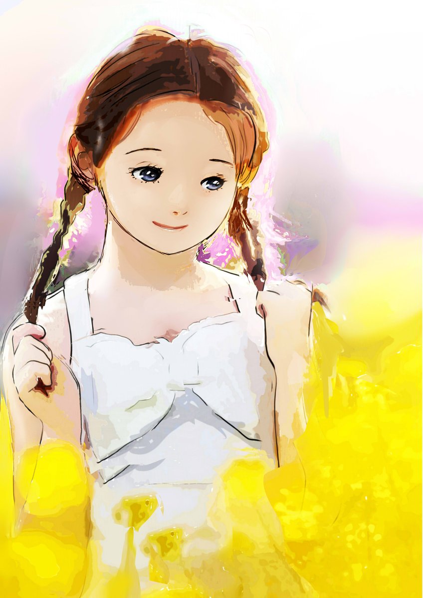 菜の花畑で　明度など変えて2種 | SAI60 #pixiv pixiv.net/artworks/14345… 
＃イラスト練習中＃絵描きさんと繋がりたい
手直しx2