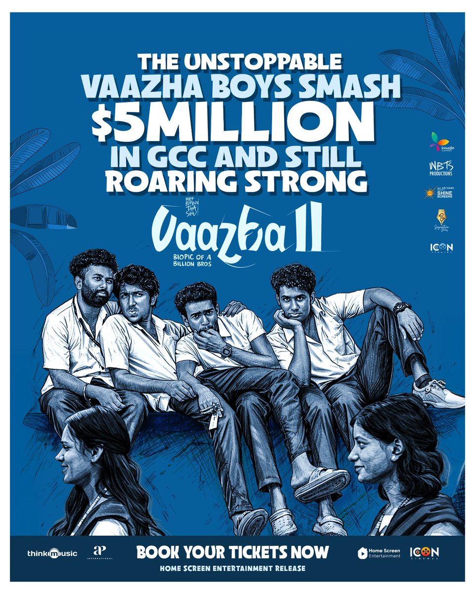 homescreenent's tweet photo. The celebration just got BIGGER than ever! ๐โค๏ธโ๐ฅ
The unstoppable #Vaazha2 storms past $5 MILLION in GCC! ๐ฅ๐
#VaazhaII #VaazhaMovie #VipinDashb #SavinSa #HarrisDesom #Anishpbharath #ImaginCinemas #WbtsStories #Adarshnarayan #AmalPaulson #SahuGarapati #ShineScreensCinema #IconCinemas #SignatureStudios #Hashiree #Ajinjoi #Vinayakkvv #ActorVijaybabu #PuthrenAlphonse #SudheeshActor #AmeenAl #Innydivakaran #Vvipink #10gmedia