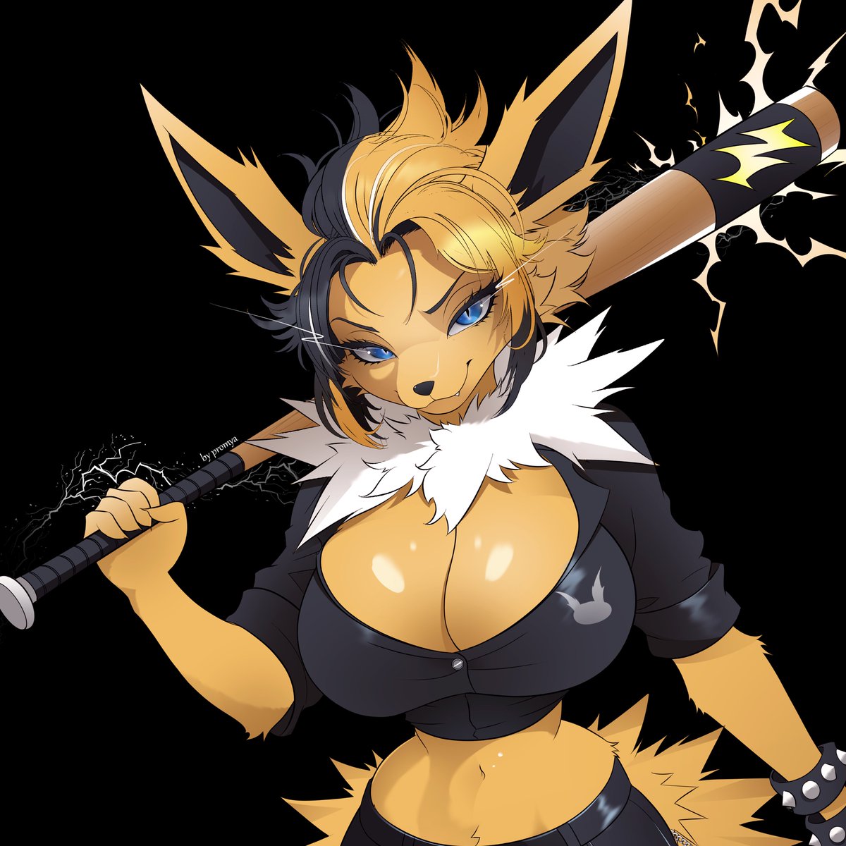 Promya_Art's tweet image. Version without background ⚡

#Furry #Anthro #Pokemon #Eevee #Eeveelution #Jolteon