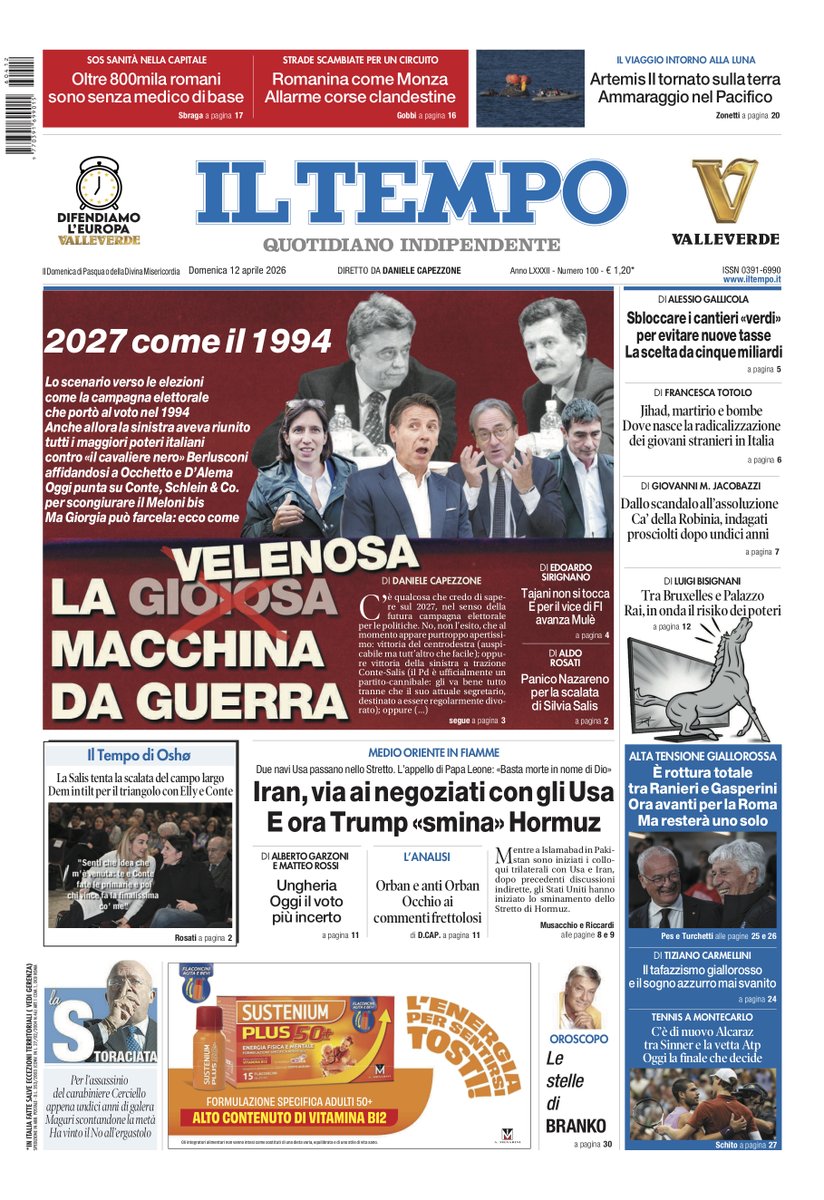 tempoweb's tweet image. 📍 La velenosa macchina da guerra della sinistra
📍 La #Salis tenta la scalata del campo largo. #Pd in tilt per il triangolo con #Schlein e #Conte
📍 Sbloccare i cantieri “verdi” per evitare nuove #tasse

🔽 La prima pagina 📰 Siamo in edicola📣🗞
#12aprile #buongiornoatutti ☕️⏰