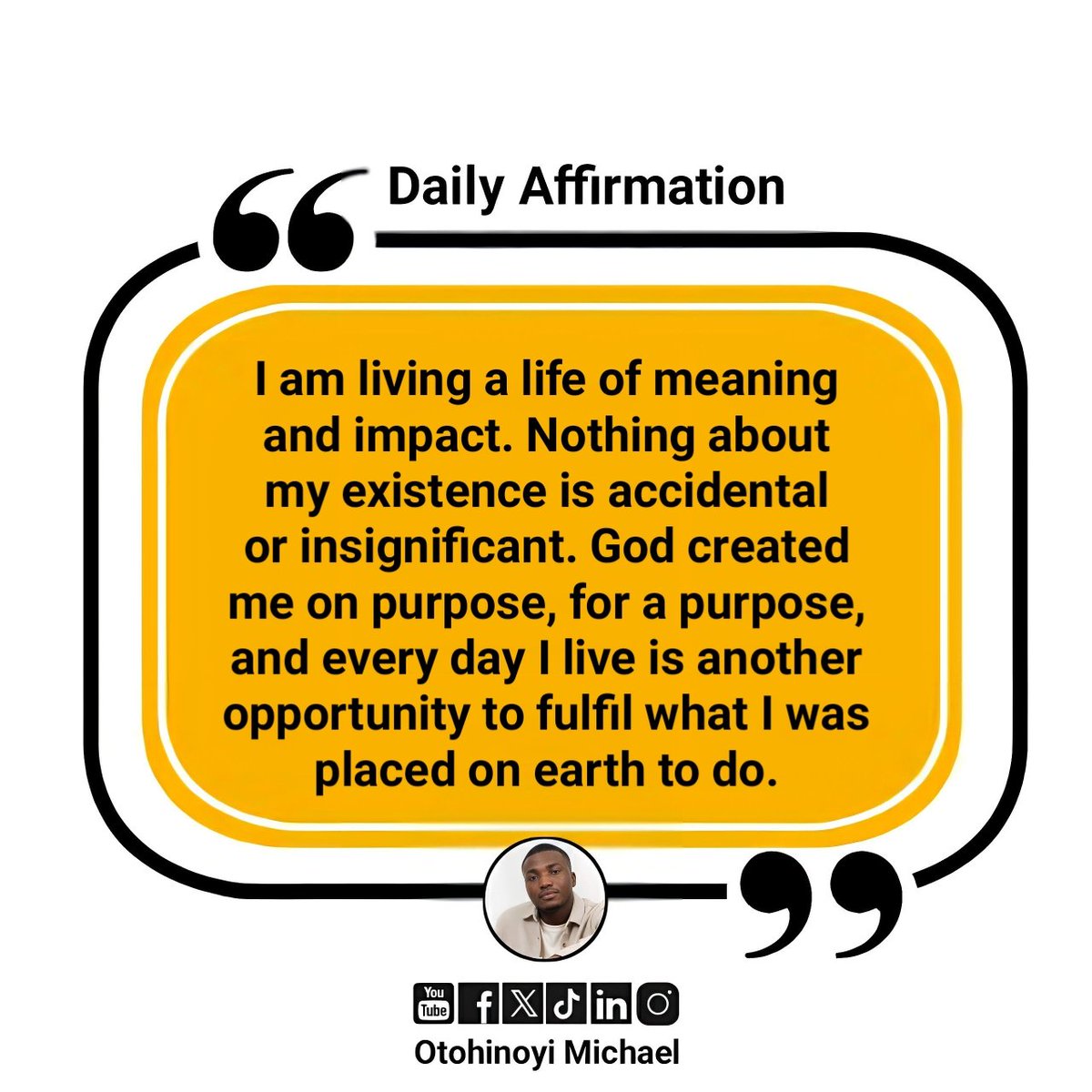 mikeotohinoyi's tweet image. 𝗗𝗮𝗶𝗹𝘆 𝗔𝗳𝗳𝗶𝗿𝗺𝗮𝘁𝗶𝗼𝗻

#OtohinoyiMichael 
#dailyaffirmation
