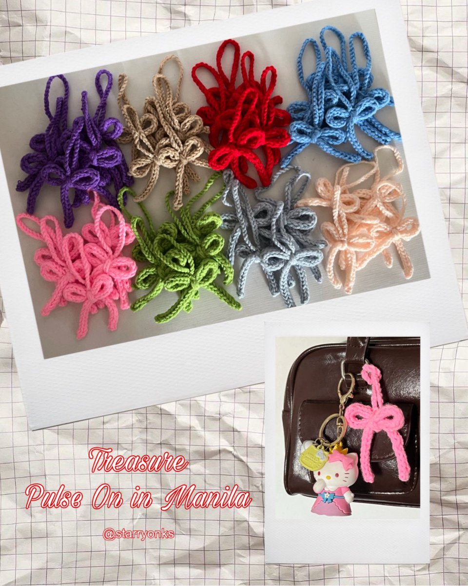💗Treasure Pulse On in Manila Freebies 💗

🎀 Ribbon keychain Crochet 🎀

– strictly 1:1 randomly 
– open for all 
– loc: tba
– rt &amp; like to spread!

fan support by <a href="/starryonks/">jam</a> SEE YOU! 💗

#TREASURE #트레저
#PULSE_ON_IN_MANILA
#TREASUREinManila