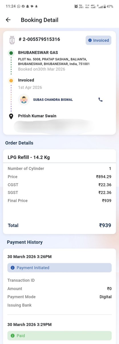 PritishKumarSw2's tweet photo. @ANI Sir, I have booked my gas on 30th March along with payment,but to get delivery though already 13 days passed.Thus is total opposite of commitment given on domestic consumption.Please look into it. https://t.co/wT8jk8HJ4o