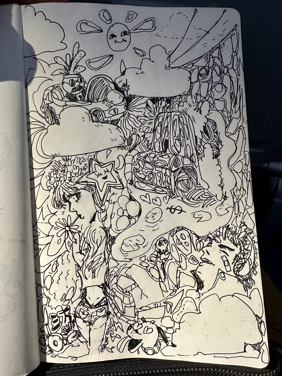 Quick sketches on the plane (while the kids were asleep)