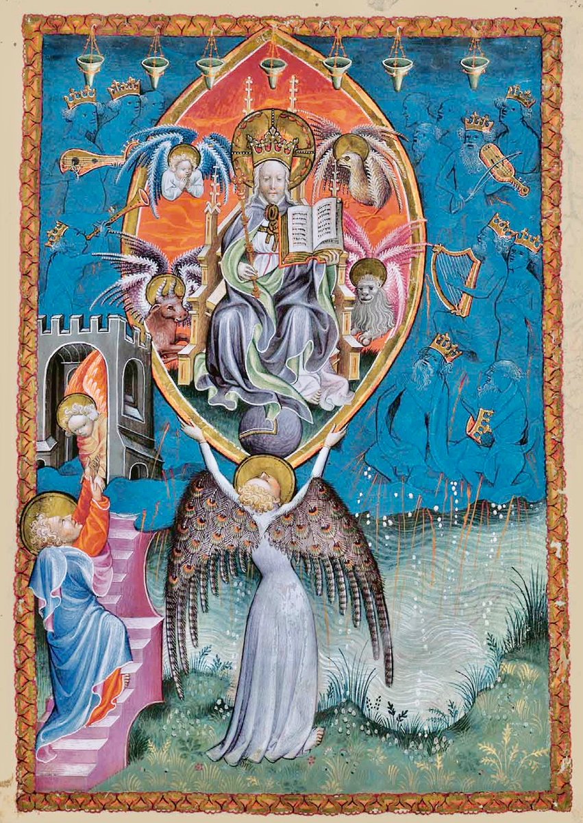 『我主イエズ丶キリストの新約聖書』エミール・ラゲ師譯✨

使徒聖ヨハネ黙示錄
第2篇 出現の書。
第1項 七封印の卷物。
第2款 羔及び七封印の卷物。
第5章

＊卷物を開き得る者なし。
1 我又玉座の上に坐し給ふものゝ右の御手の上に、内外に文字ありて七の印を以て封ぜられたる卷物を見、
2 