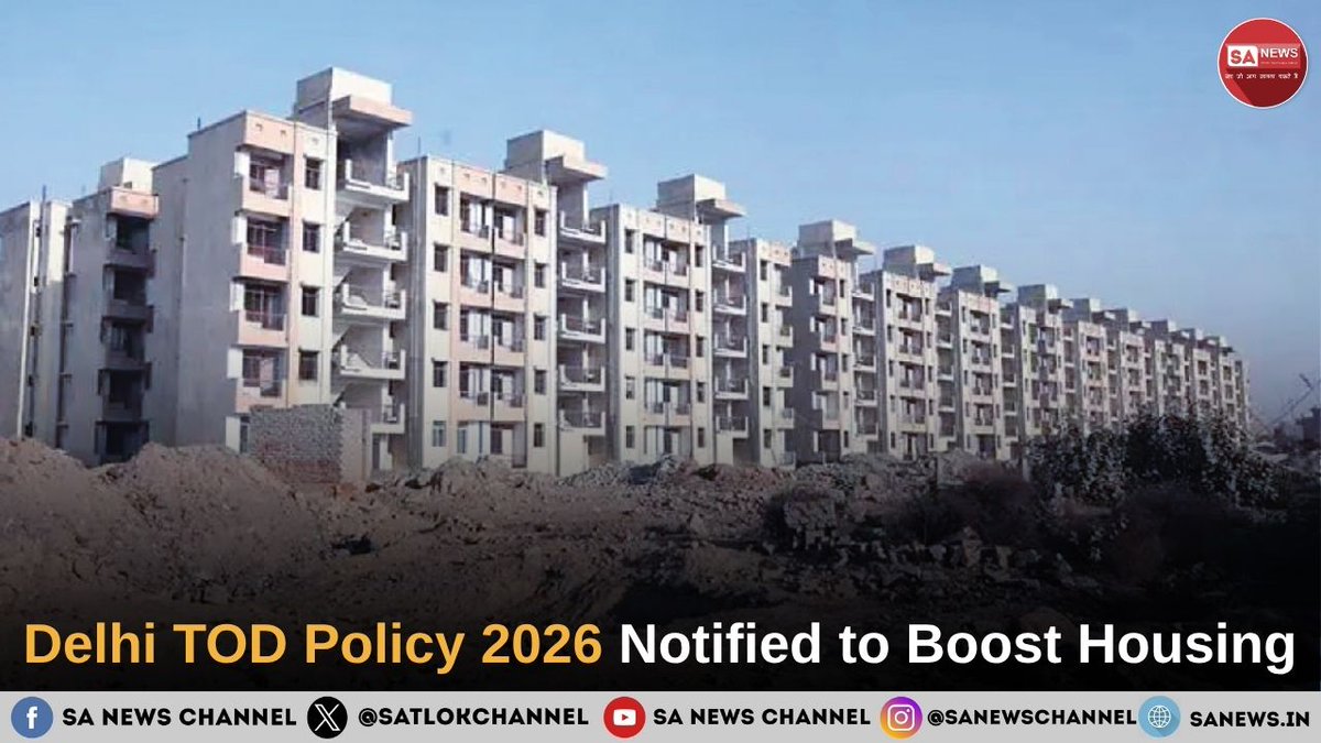 The Centre has notified the Transit Oriented Development (TOD) Policy and Charges, 2026 for Delhi, aiming to promote affordable housing and planned urban growth. The policy enables high-density, mixed-use development within a 500-metre zone of metro, railway, and RRTS corridors,