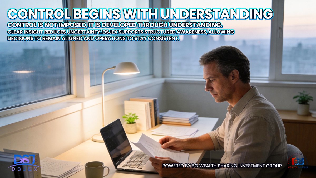 DSJExchange_'s tweet image. ⚙️ Control isn’t about holding tightly, it starts with understanding.
🌐 At DSJEX, clarity comes before control.
💱 Understanding makes decisions easier and systems aligned.
📊 Reduced confusion turns control into natural order.

#DSJEX #Control #Clarity #StructuredThinking