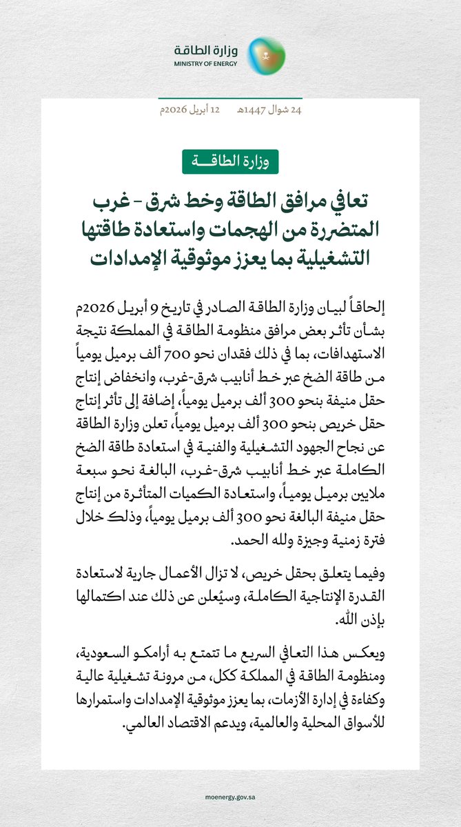 وزارة الطاقة tweet media