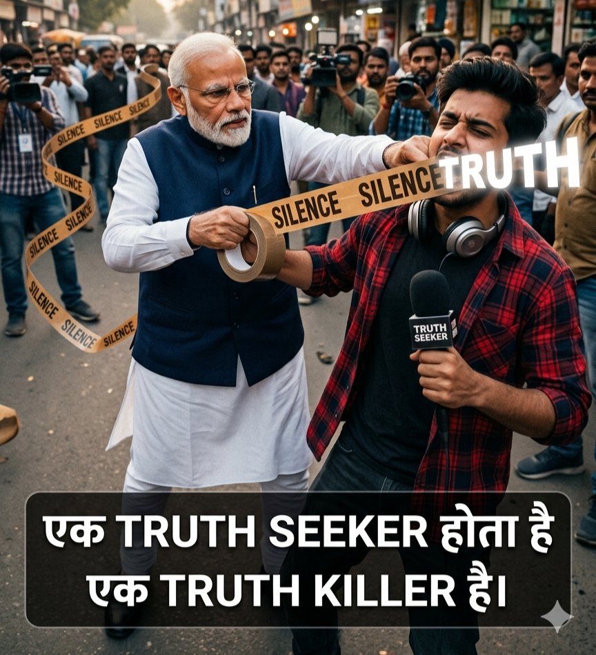 एक truth seeker होता है, एक truth killer है।
मोदीजी कौन हैं? क्या आपका कोई जवाब है? 
न रुकेंगे, न झुकेंगे. सच आगे बढ़ता रहेगा। 
#savefreedomofspeech
#dontkillvoices