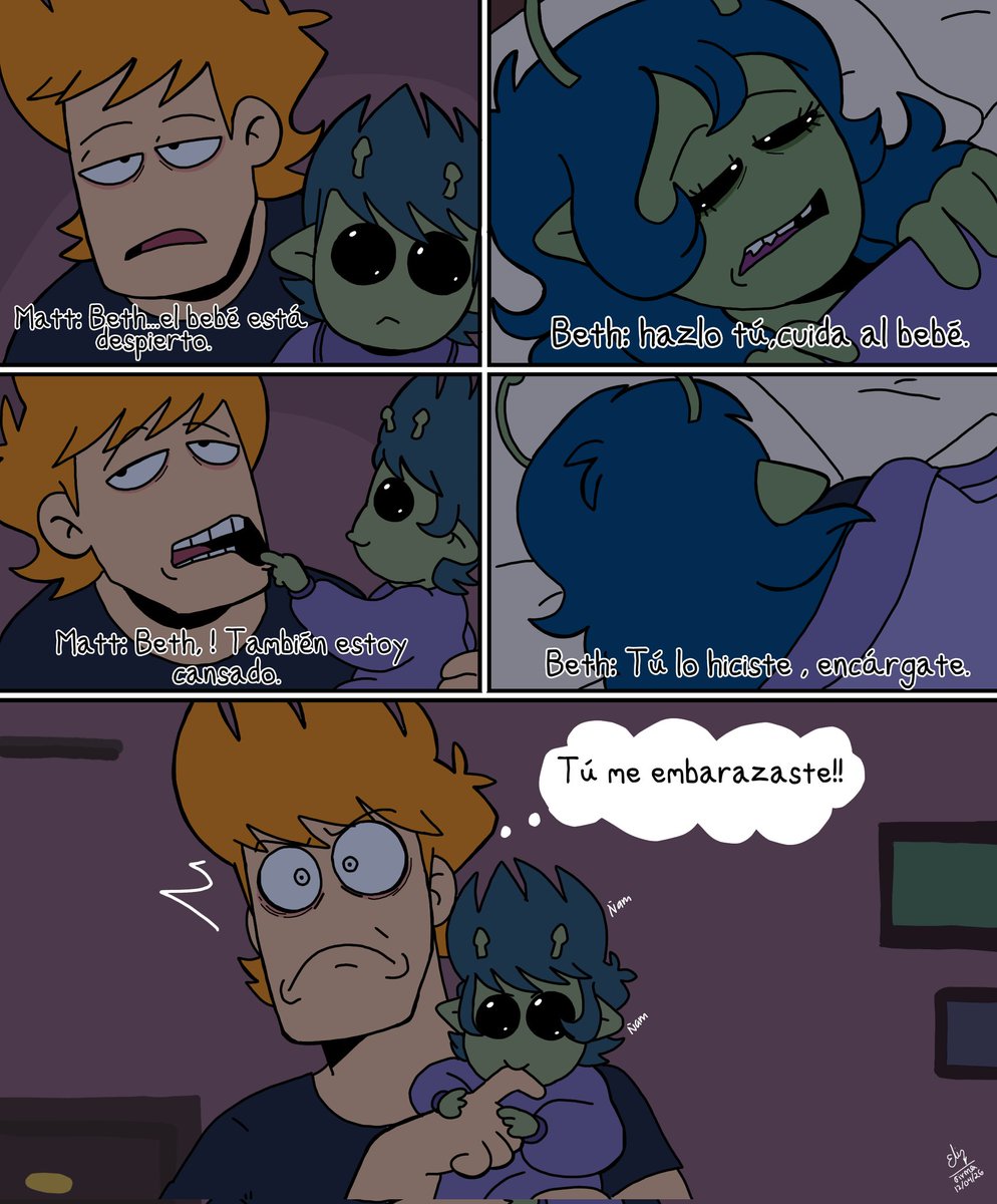Elizabe13451231's tweet image. Basado en la película "cigüeña 🍼" jajaja, quiero creer que Beth si cuida a Mathias (hijo de Beth y Matt) pero en su especie comúnmente los machos son los que cuidan y tienen a los bebés sin importar la especie 🫄💜✨ #matt #eddsworld #eddsworldfanart #eddsworldmatt #mirroralien