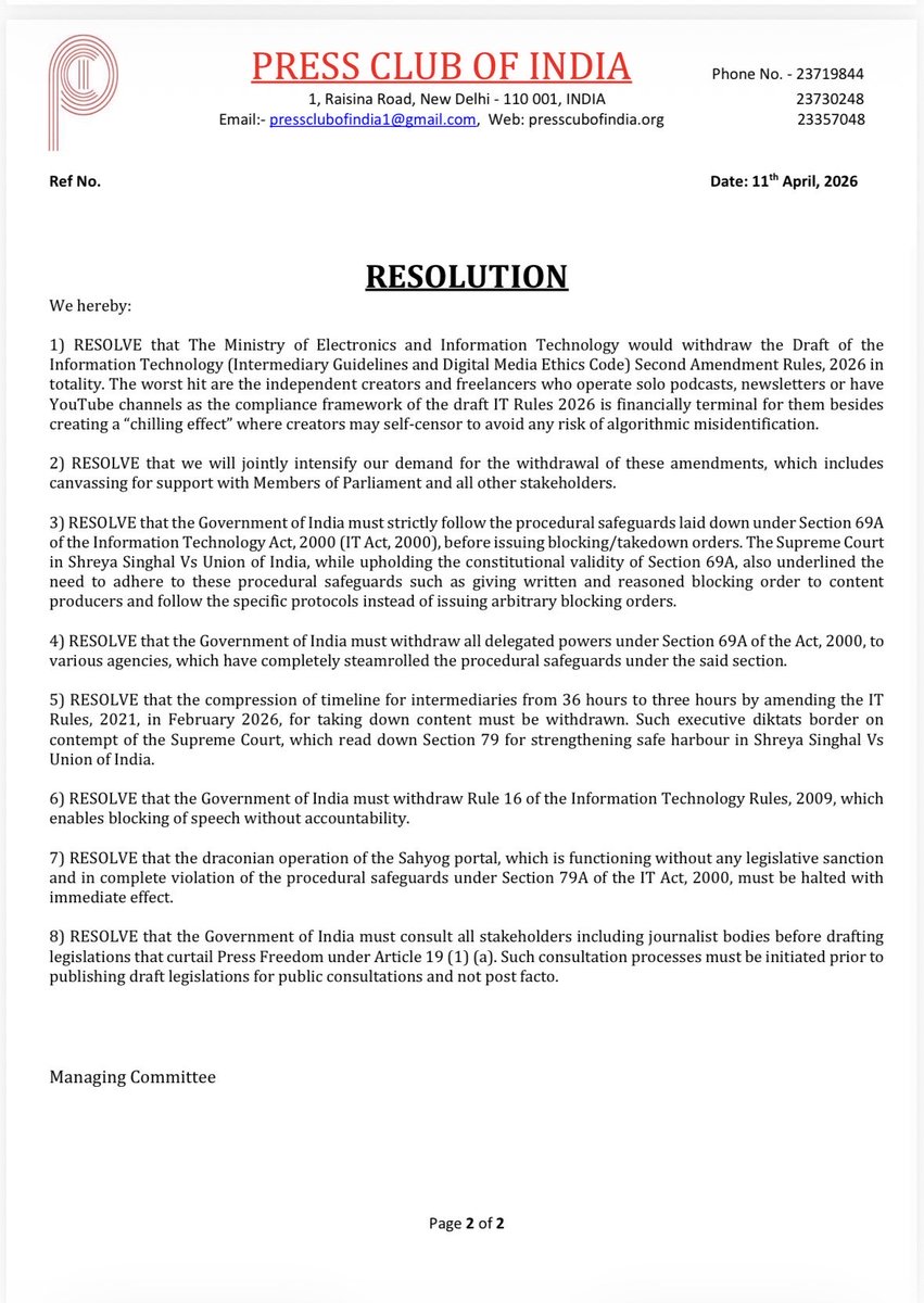 Press Club of India tweet media