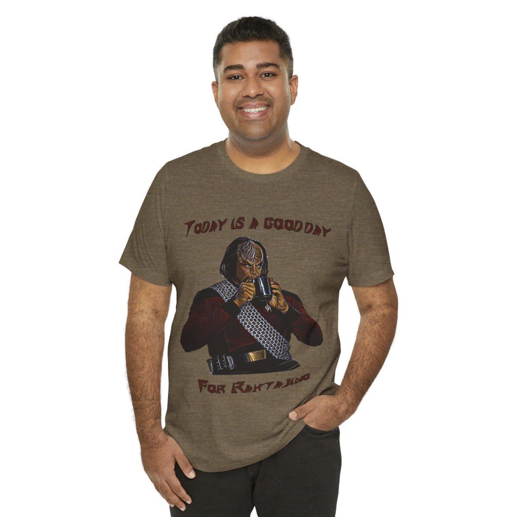 SMBIndustries's tweet photo. ☕ Today is a good day… for Raktajino.

https://t.co/OOUF045Mym

Channel your inner space warrior with this bold, coffee-loving design inspired by classic sci-fi culture. Featuring a well-known fierce alien warrior enjoying their favorite drink imitating a famous trek meme, this shirt blends humor, fandom, and caffeine energy into one unforgettable graphic.

Perfect for fans of space operas, conventions, or just starting your day with warrior-level intensity.

#klingon #startrek #worf #raktajino #coffee #tpol
