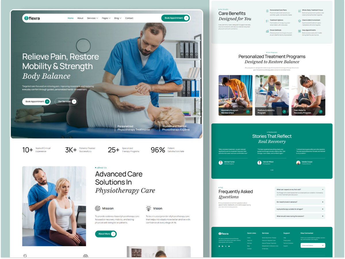 RadditoLLC's tweet photo. This is how a physiotherapy website should feel in 2026.
Clear. Calm. Built for trust and action.
We designed this physiotherapy website with one goal:
make patients feel confident before booking.

#webdesign #physiotherapyclinic https://t.co/iESEbYedem