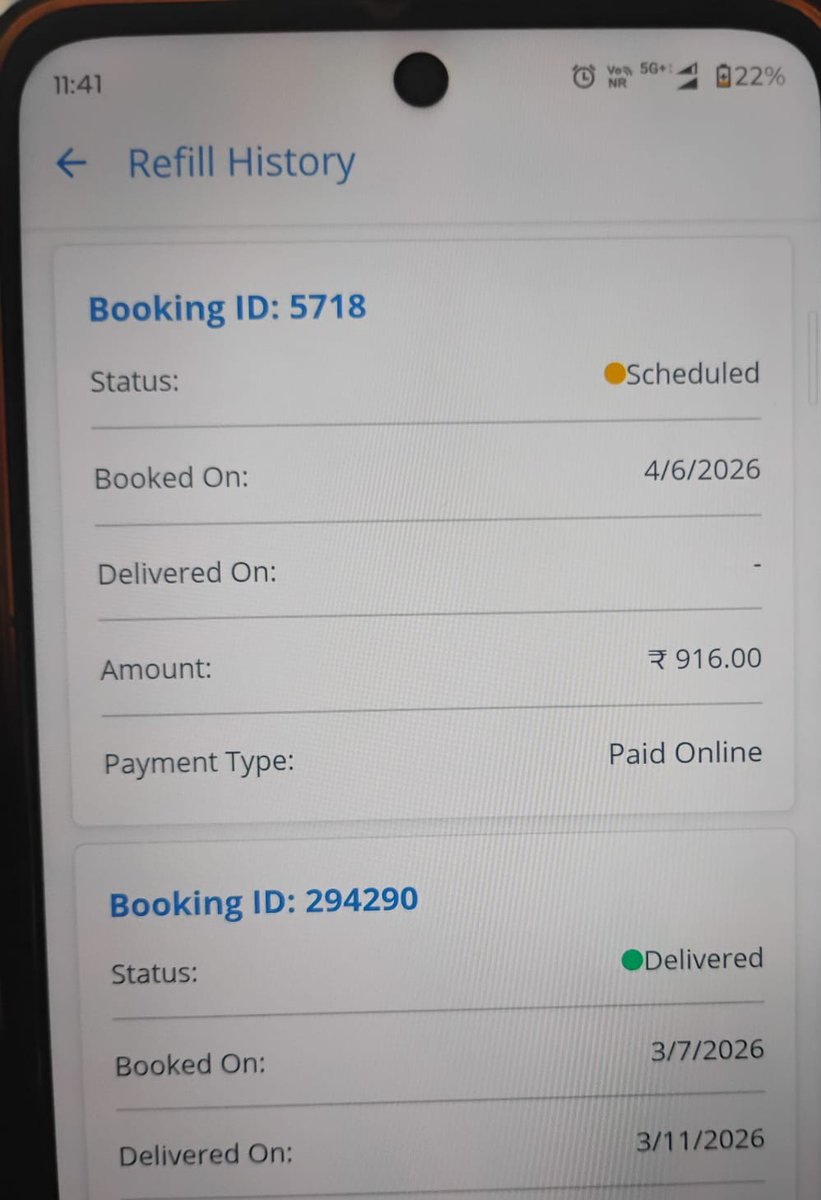 dev_ashishkumar's tweet photo. @BPCLimited @Bharat_Gas @Bharatgaspune @BPCLLPG
Last refill: Booked 7 Mar, delivered 11 Mar (4-day delay). Now next booking allowed on 6 Apr (~26 days gap from last delivery). With delivery time again, risk of running out increases.

Please address delay &amp; ensure timely delivery. https://t.co/1ZIli2AlfN