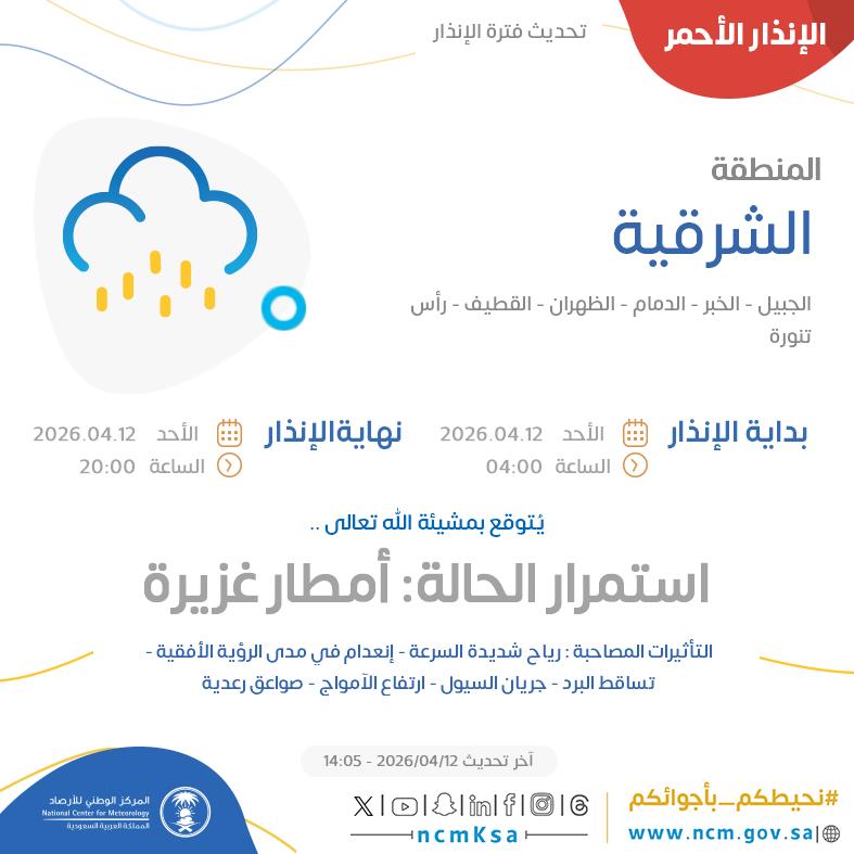 النظام الآلي للإنذار المبكر بالمركز الوطني للأرصاد tweet media