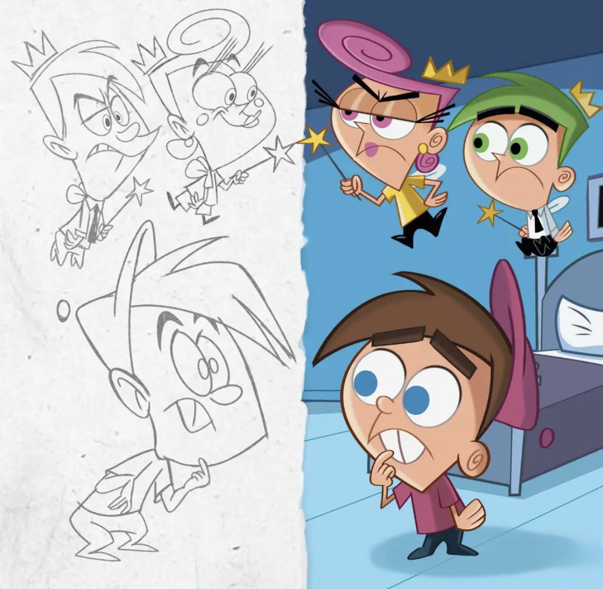 CutestNeko's tweet image. #nickelodeon “Fairly Oddparents,From Sketch, To Final Design by Richietoons 🤩😎👌.