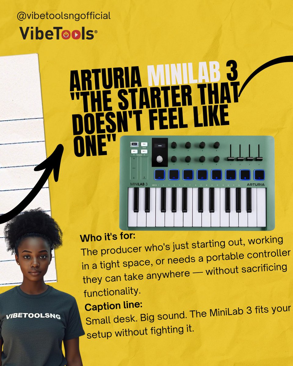 vibetoolsng's tweet image. @Arturia has been quietly building some of the most versatile MIDI controllers on the market and whether you're just starting out or running a full production suite, there's one made for your workflow.
📍 Available at vibetoolsng.com
#Arturia #MIDIController #StudioGear